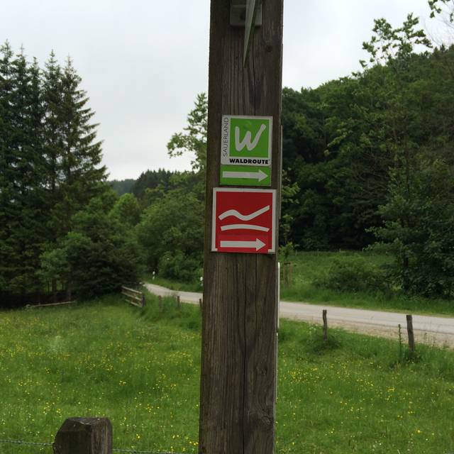 Das rote Zeichen des Rothaarsteigs.