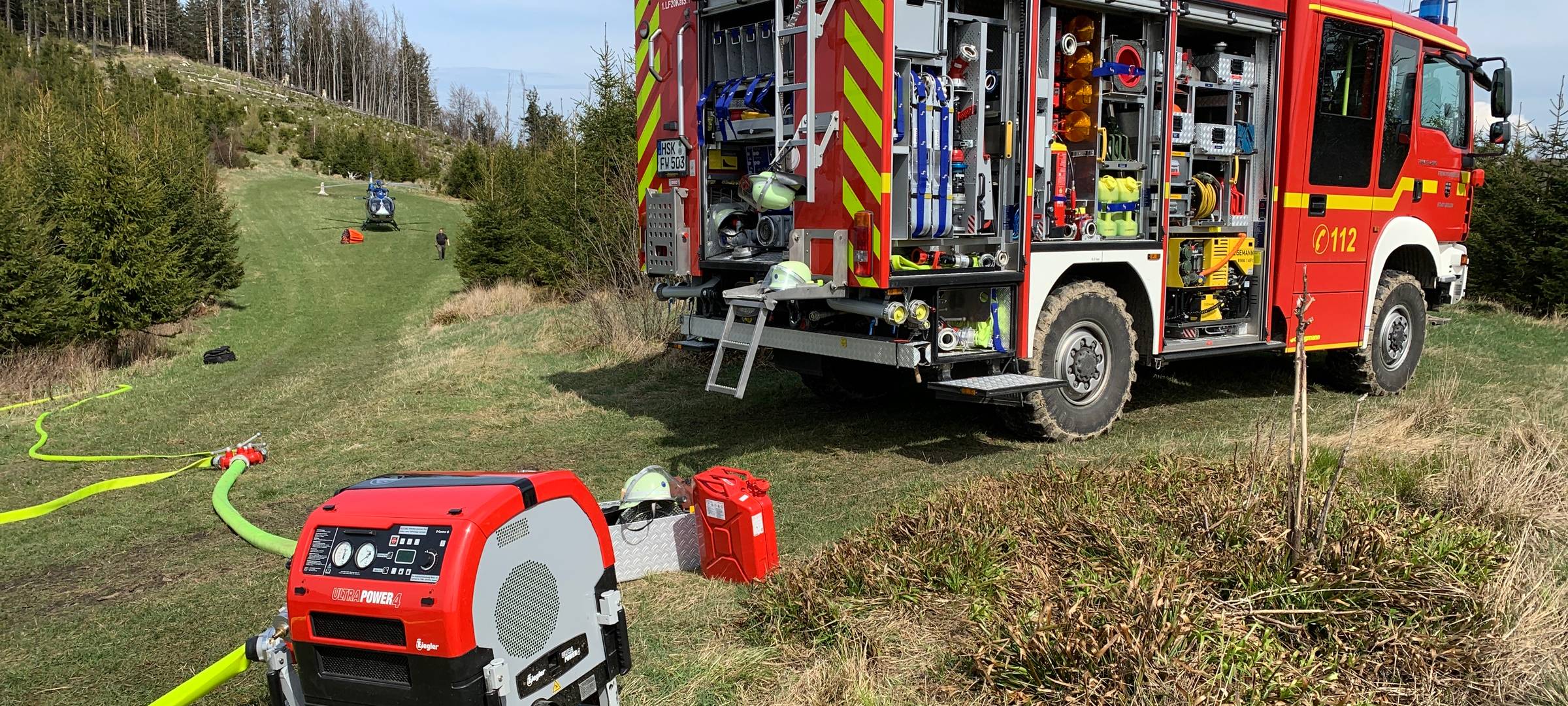 Erste große Waldbrandübung im Hochsauerlandkreis in Brilon