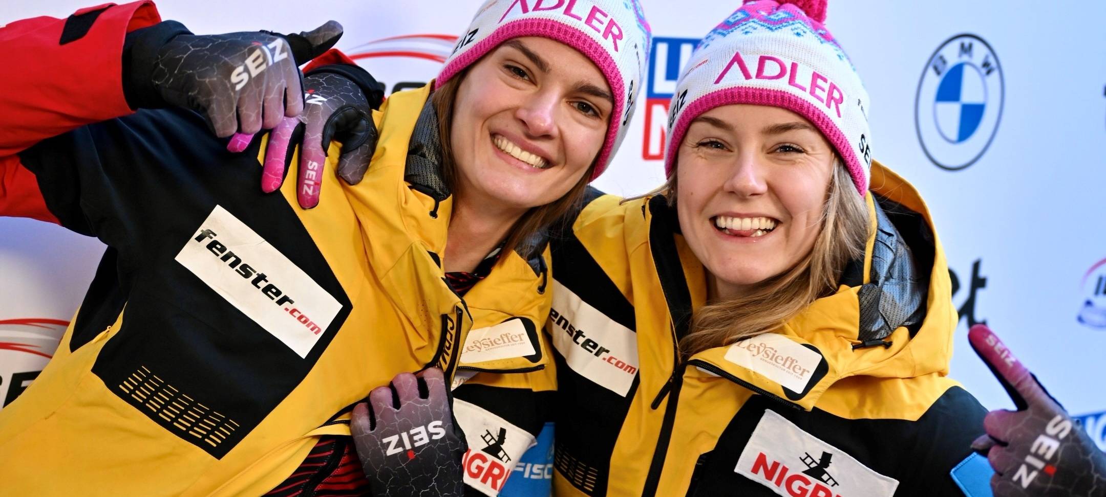 Sauerländer Bobpilotin im Zweierbob vorne