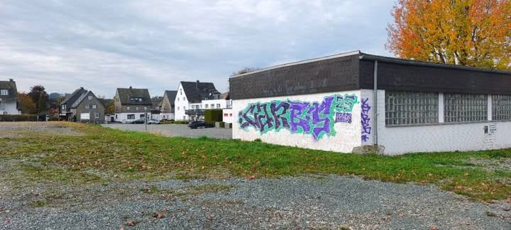 Graffiti an der Fahrzeughalle der Feuerwehr Winterberg