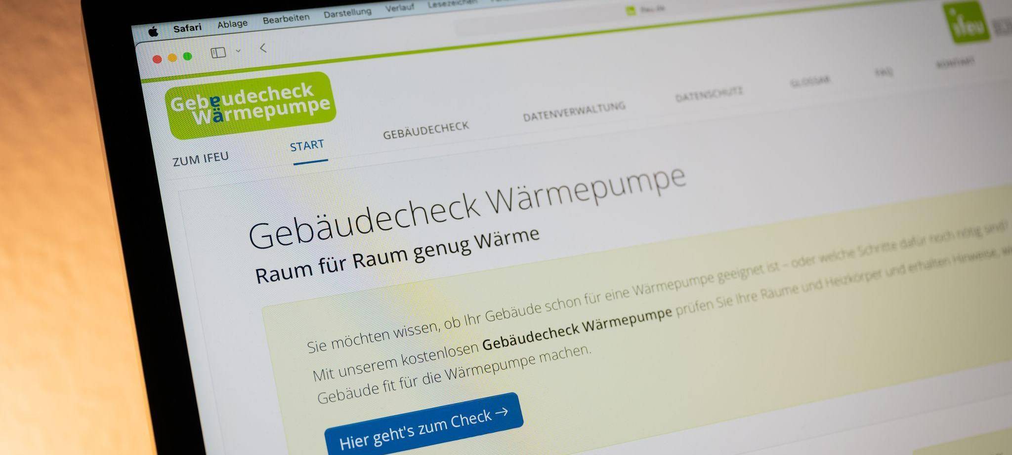 Die Webseite des «Gebäudecheck Wärmepumpe»