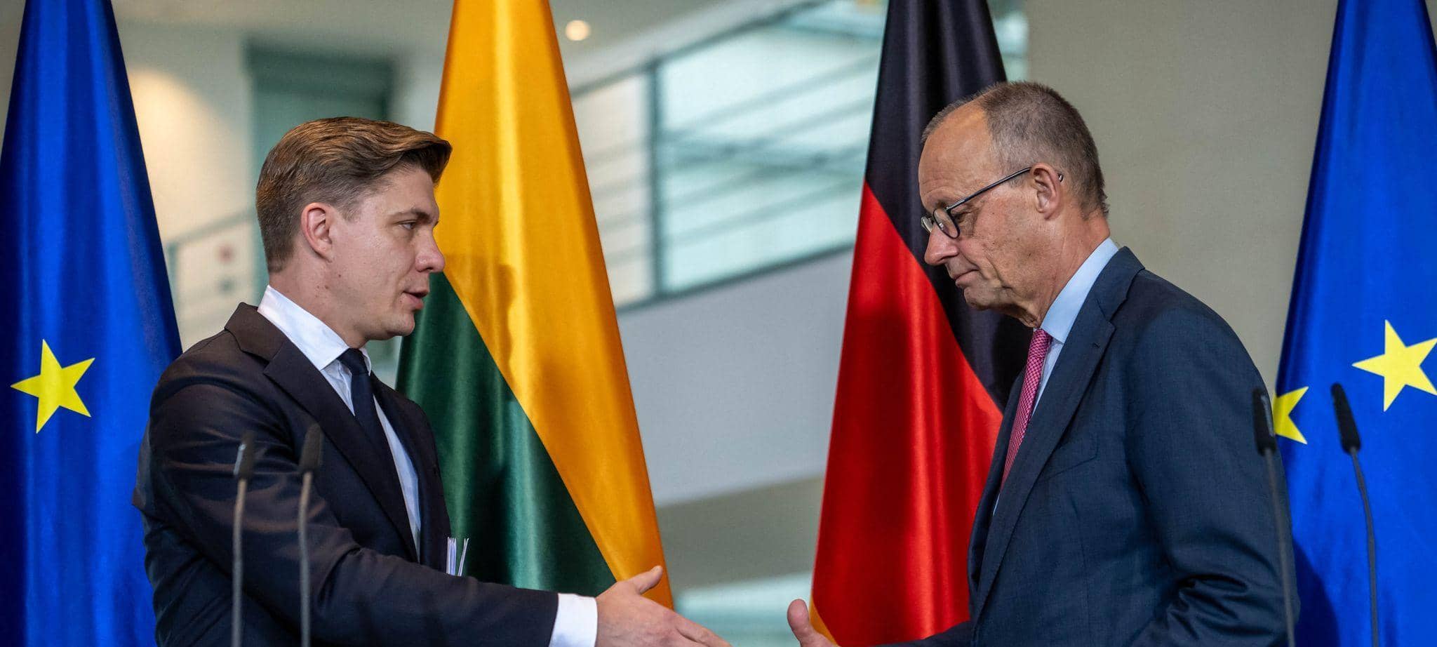 Litauens Ministerpräsident Sinkevicius bei Kanzler Merz