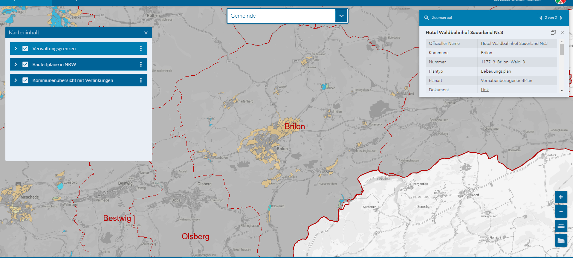 Brilon stellt Bebauungspläne auf Bauportal.NRW